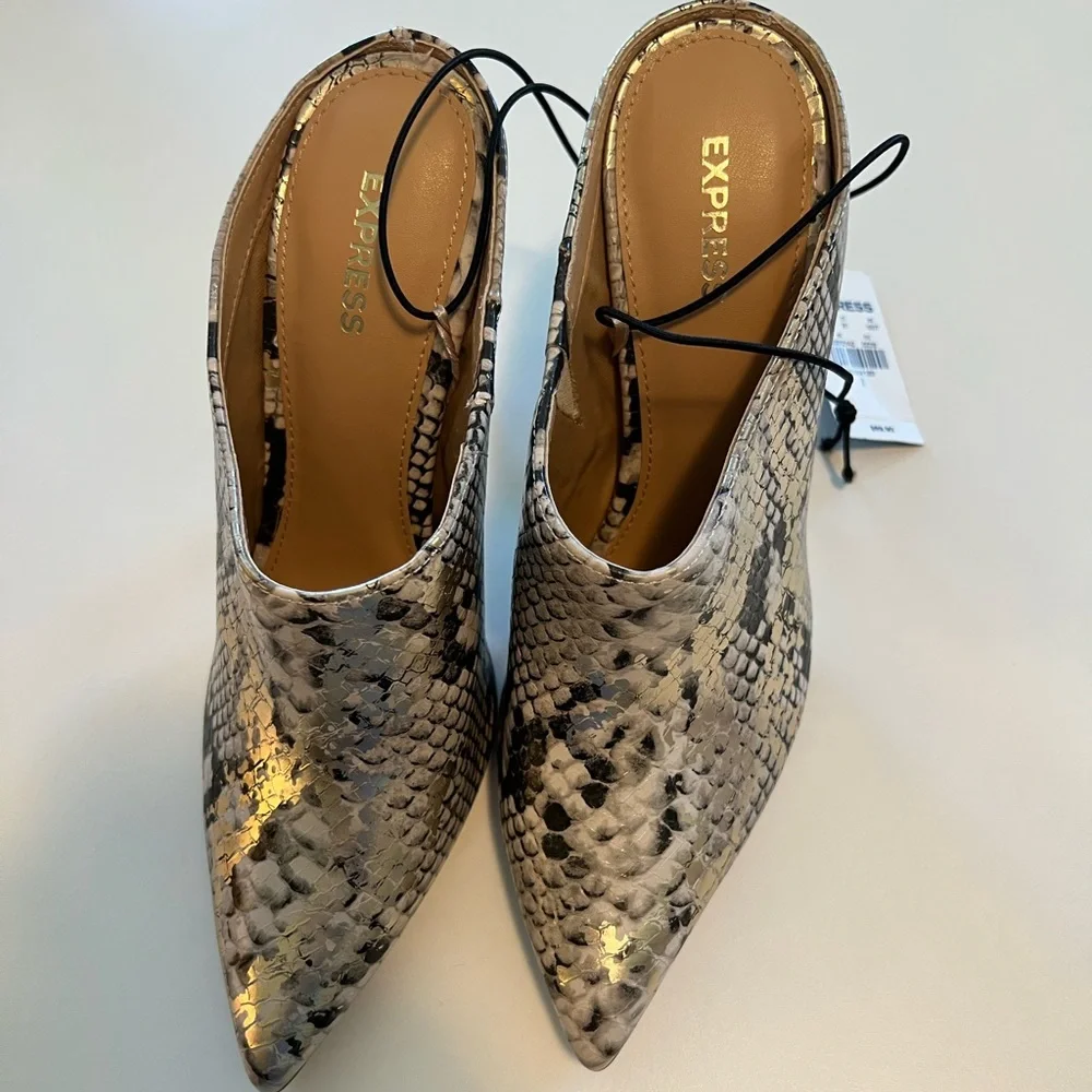NWT Express Python Mule Heels - Picture 5 of 7